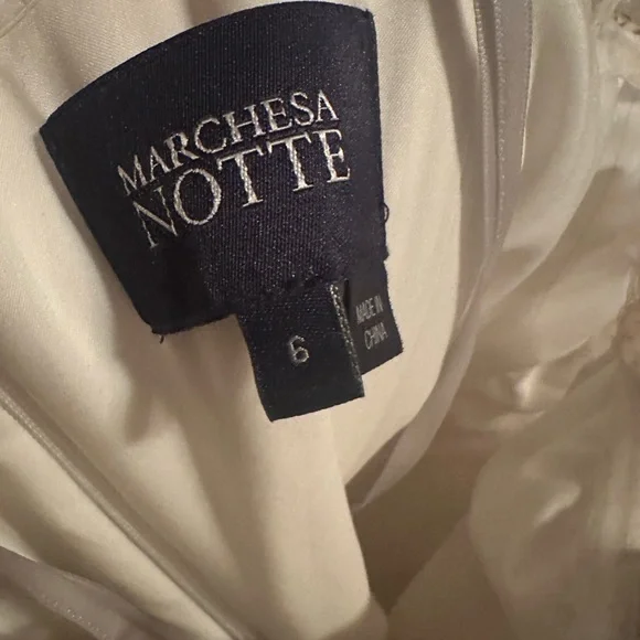 Marchesa Notte Pink and White Embellished Babydoll Dress Sweetheart Neckline - Picture 12 of 12